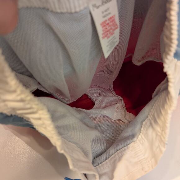 Mini Boden Swim Trunks Board Shorts Classic Red Blue Shark Surf - Size 9/10 - Picture 4 of 4